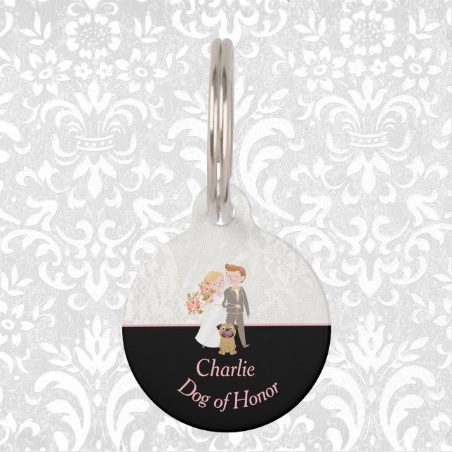 Placa Para Mascotas "Perro de honor" negro y falso encaje (Subido por el creador)