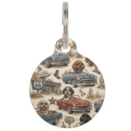 Placa Para Mascotas Perro de la ruta retro 66