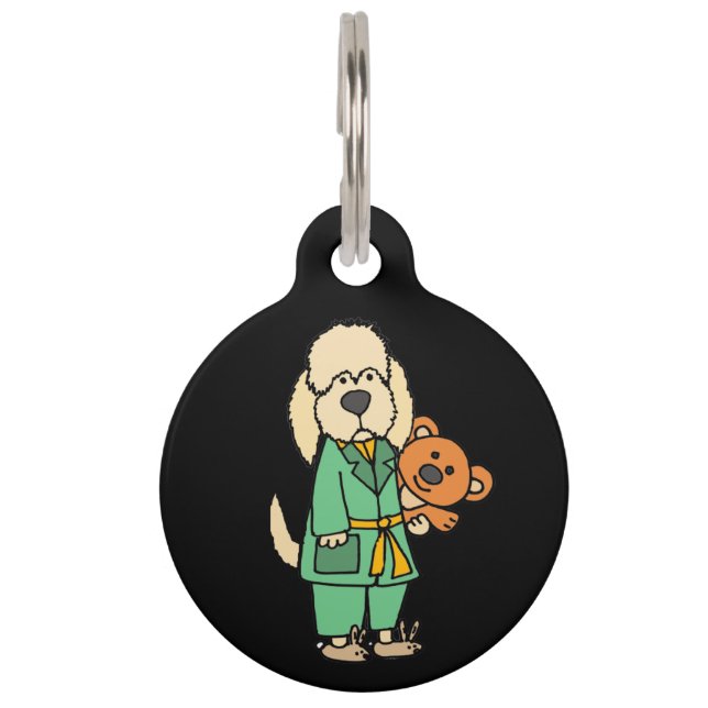 Placa Para Mascotas Perro de Labradoodle con Personalizado de oso de p (Anverso)