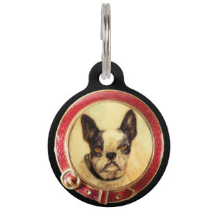 Placa Para Mascotas PERRO DE MINIATURA VICTORIANA RETRATA Bulldog fran