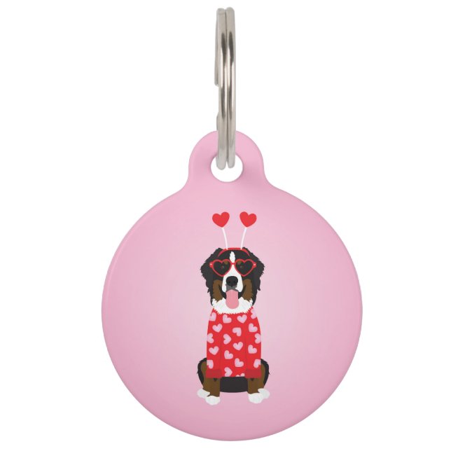 Placa Para Mascotas Perro de montaña Valentine Bernese (Anverso)