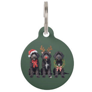 Placa Para Mascotas Perro de Navidad Goldendoodle Negro Doodle Mamá In