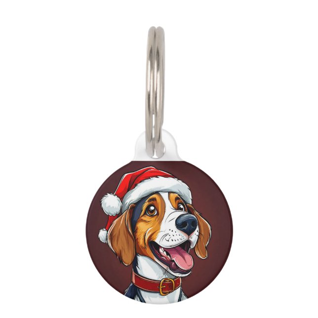 Placa Para Mascotas Perro de Navidad lindo (Anverso)