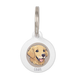 Placa Para Mascotas Perro de Oro Personalizado Lindo