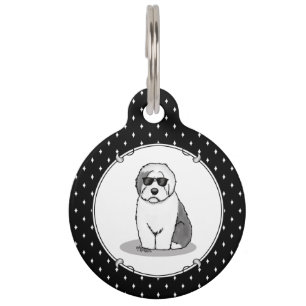 Placa Para Mascotas Perro de oveja inglés antiguo de Guay (gris 1) gra