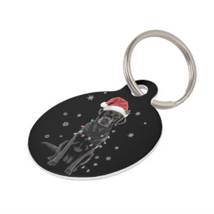 Placa Para Mascotas Perro de pijama de luces de árbol de Navidad Labra