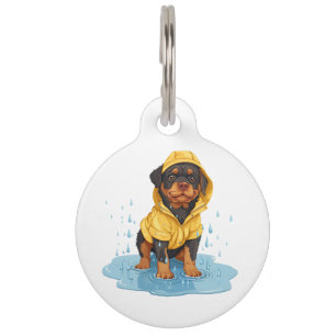 Placa Para Mascotas Perro de Rottweiler Cuto Con Lavana De Lluvia