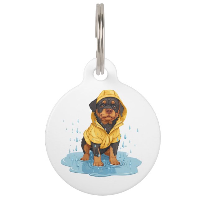 Placa Para Mascotas Perro de Rottweiler Cuto Con Lavana De Lluvia (Anverso)