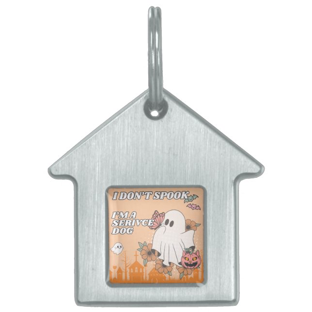 Placa Para Mascotas Perro de servicio fantasma (Frente)