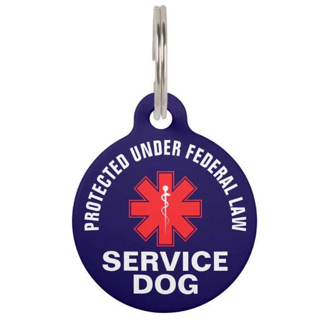 Placa Para Mascotas Perro de servicio personalizado (Anverso)