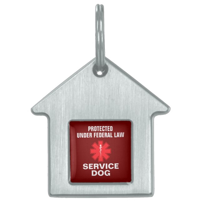 Placa Para Mascotas Perro de servicio personalizado (Frente)