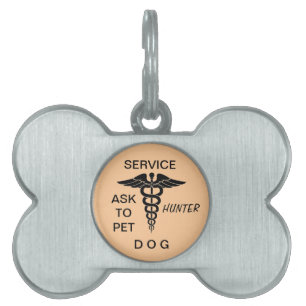 PLACA PARA MASCOTAS PERRO DE SERVICIO SU NOMBRE