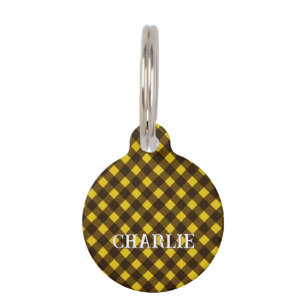 Placa Para Mascotas Perro de verificación amarillo