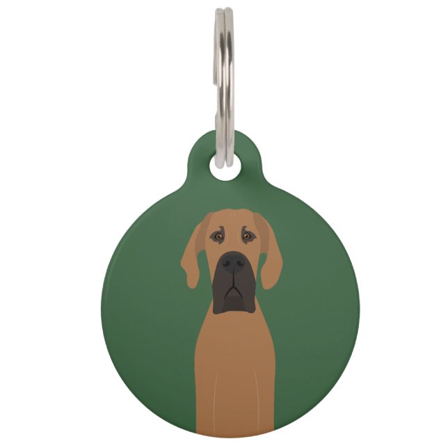 Placa Para Mascotas Perro del Gran Dane Fawn (Anverso)