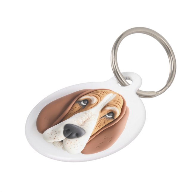Placa Para Mascotas Perro del Hound Basset inspirado en 3D (Lateral)
