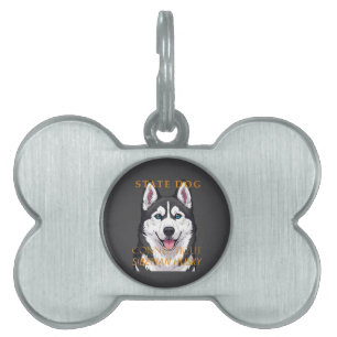 Placa Para Mascotas Perro del Territorio de Connecticut Siberian Husky