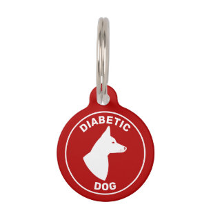 Placa Para Mascotas Perro Diabético Con Perro Con Orejas Punteadas Roj