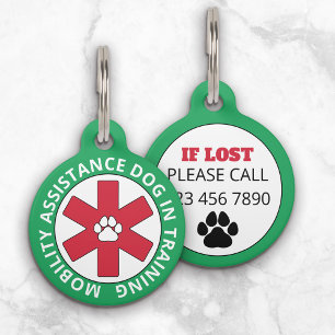Placa Para Mascotas Perro en formación del Servicio de Asistencia para