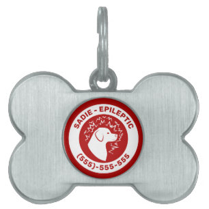 Placa Para Mascotas Perro epiléptico blanco en alerta e información ro
