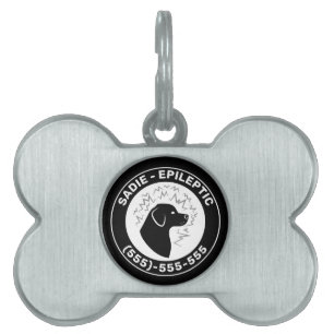 Placa Para Mascotas Perro Epiléptico Silueta de Perro Negro & Informac
