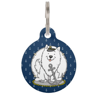 Placa Para Mascotas Perro Esquimal Americano Lindo de Vela Náutica