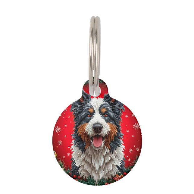 Placa Para Mascotas Perro feliz de Navidad (Anverso)
