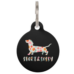 Placa Para Mascotas Perro floral Dachshund corto y suave