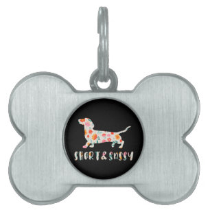 Placa Para Mascotas Perro floral Dachshund corto y suave