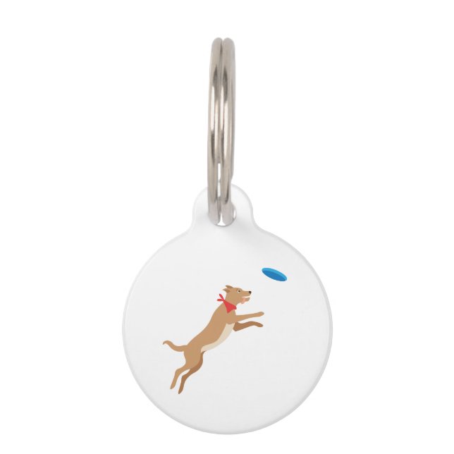Placa Para Mascotas Perro Frisbee (Anverso)