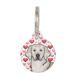 Placa Para Mascotas Perro Golden Retriever de Crema Inglés Corazones R