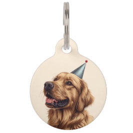 Placa Para Mascotas Perro Golden Retriever de cumpleaños