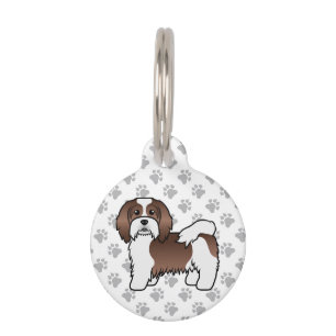 Placa Para Mascotas Perro Havanés de Chocolate y Blanco & Información
