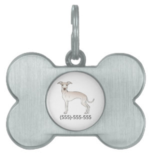 Placa Para Mascotas Perro Italiano Gris Crema Lindo  Número de Teléfon