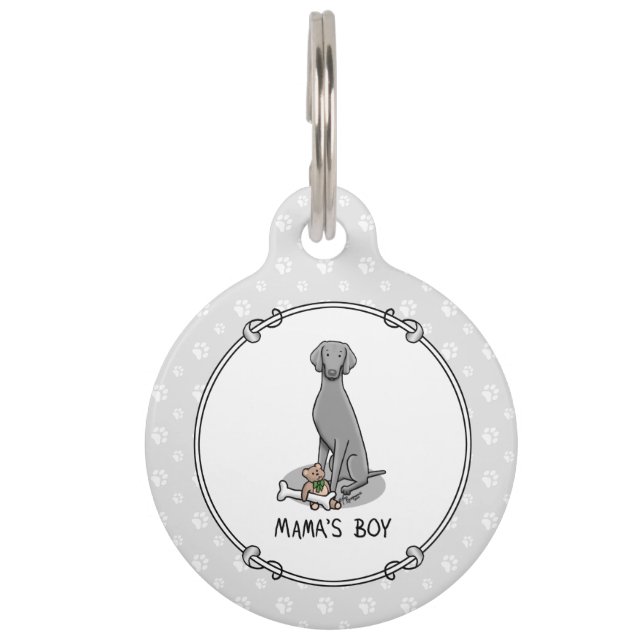 Placa Para Mascotas Perro Juguete Weimaraner Niño de Mamá (gris 1) mam (Anverso)