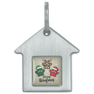 Placa Para Mascotas Perro Mamá Navidades Merry Woofmas Perro Lover Xma