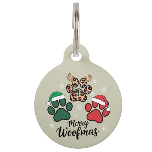 Placa Para Mascotas Perro Mamá Navidades Merry Woofmas Perro Lover Xma (Anverso)