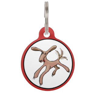 Placa Para Mascotas Perro marrón con cola meneando