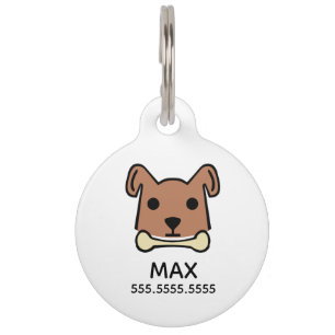 Placa Para Mascotas Perro marrón, detalles de Mascota personalizados y
