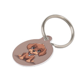 Placa Para Mascotas Perro marrón lindo