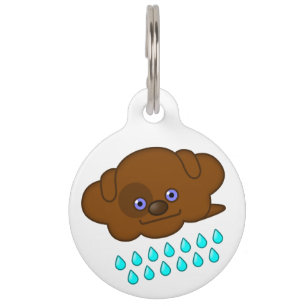Placa Para Mascotas Perro marrón que llueve