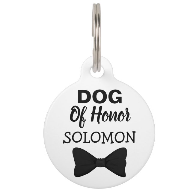 Placa Para Mascotas Perro mascota boda negro bowtie (Anverso)