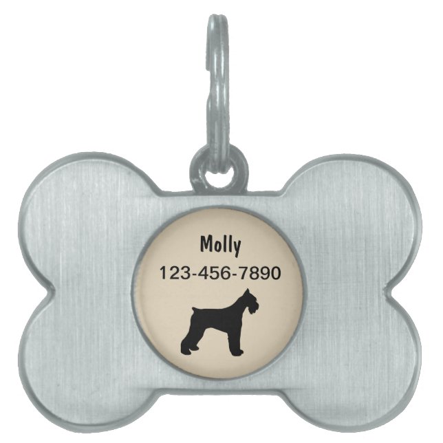 Placa Para Mascotas Perro Mascota de la familia Schnauzer (Frente)
