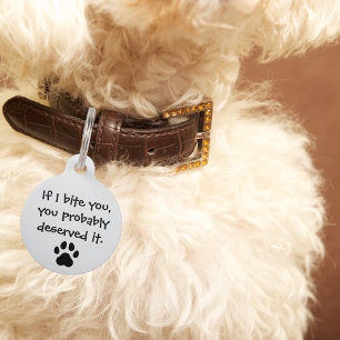 Placa Para Mascotas Perro mascota Si te muerde, te lo mereces un Perso