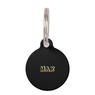 Placa Para Mascotas Perro moderno con nombre personalizado de oro negr