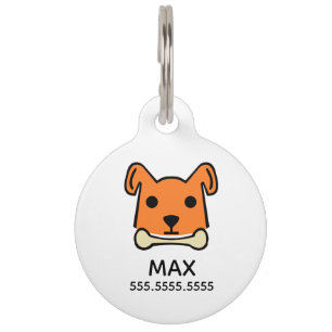 Placa Para Mascotas Perro naranja, detalles del Mascota personalizado