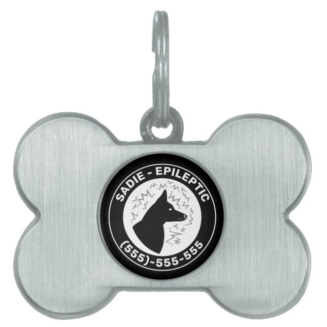 Placa Para Mascotas Perro negro con orejas preciadas Alerta de perro e (Frente)