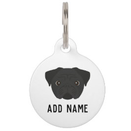 Placa Para Mascotas Perro negro de pug