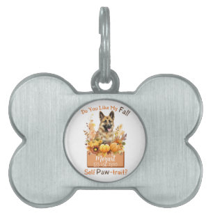 Placa Para Mascotas Perro otoñal de paw personalizable Mozart