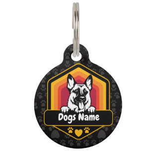 Placa Para Mascotas Perro pastor alemán vintage personalizado