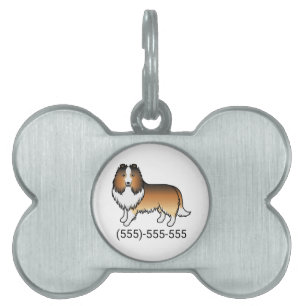 Placa Para Mascotas Perro pastor de Shetland de color sable y número d